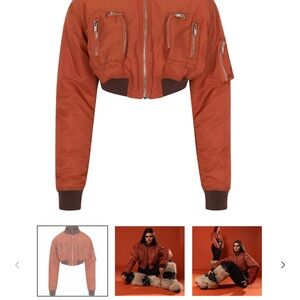 Cropped Bomber Jacket in Rust Orange BODY ENVY JAI NICE